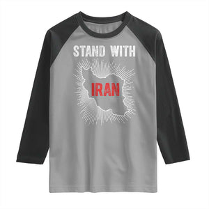 Free Iran Support Raglan Shirt Stand With Iran TS14 Sport Gray Black Print Your Wear