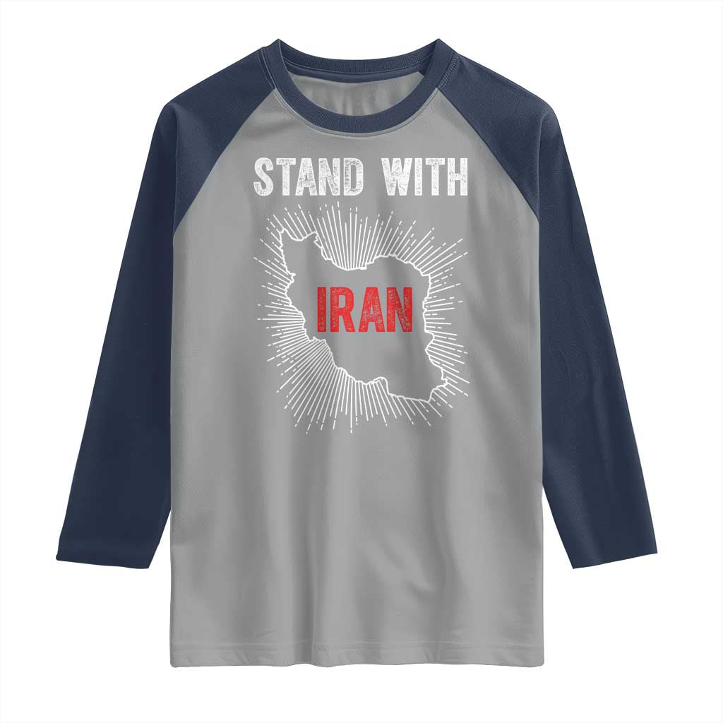 Free Iran Support Raglan Shirt Stand With Iran TS14 Sport Gray Navy Print Your Wear