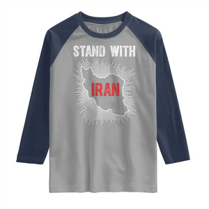 Free Iran Support Raglan Shirt Stand With Iran TS14 Sport Gray Navy Print Your Wear