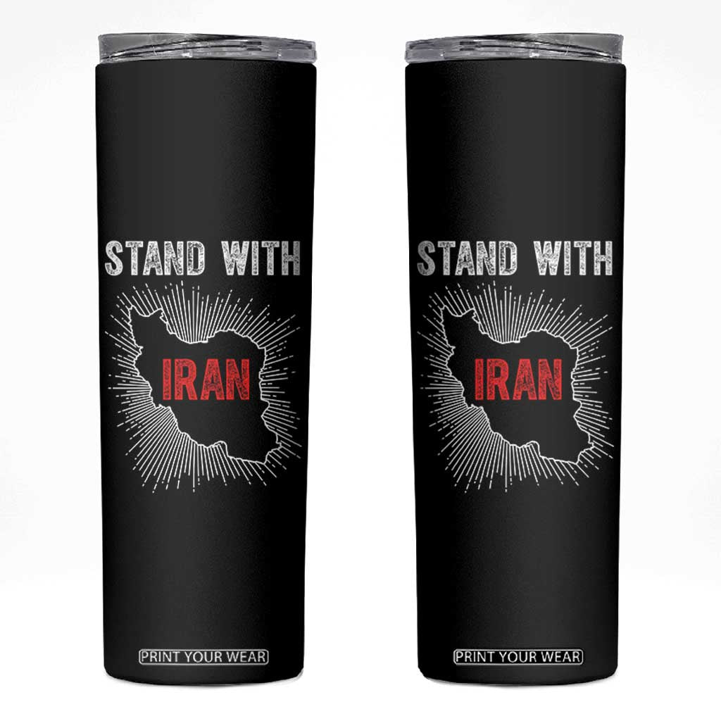 Free Iran Support Skinny Tumbler Stand With Iran TS14 Black Print Your Wear