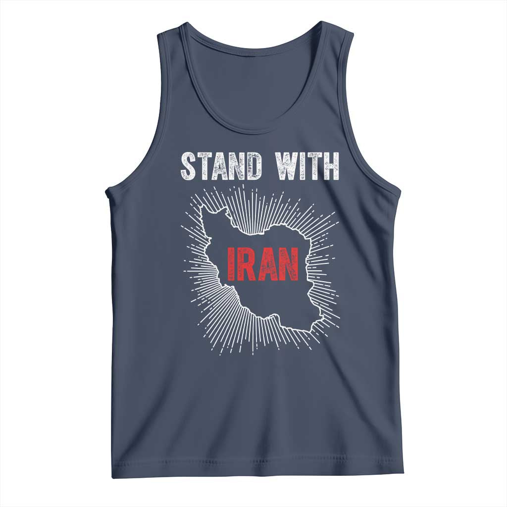 Free Iran Support Tank Top Stand With Iran TS14 Navy Print Your Wear
