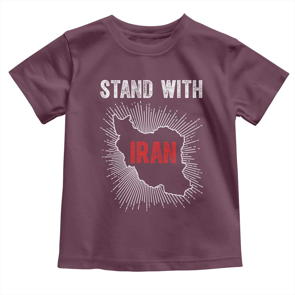 Free Iran Support Toddler T Shirt Stand With Iran TS14 Maroon Print Your Wear