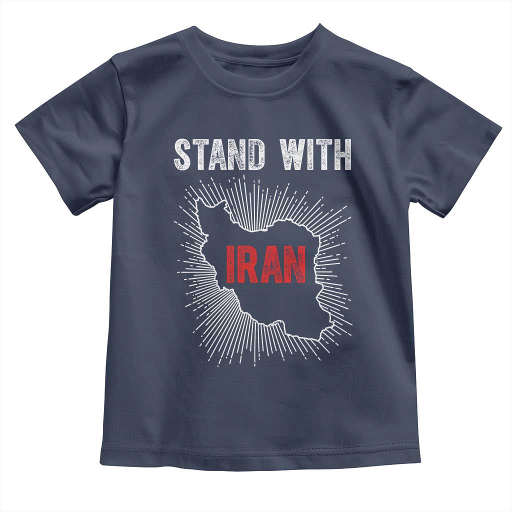 Free Iran Support Toddler T Shirt Stand With Iran TS14 Navy Print Your Wear