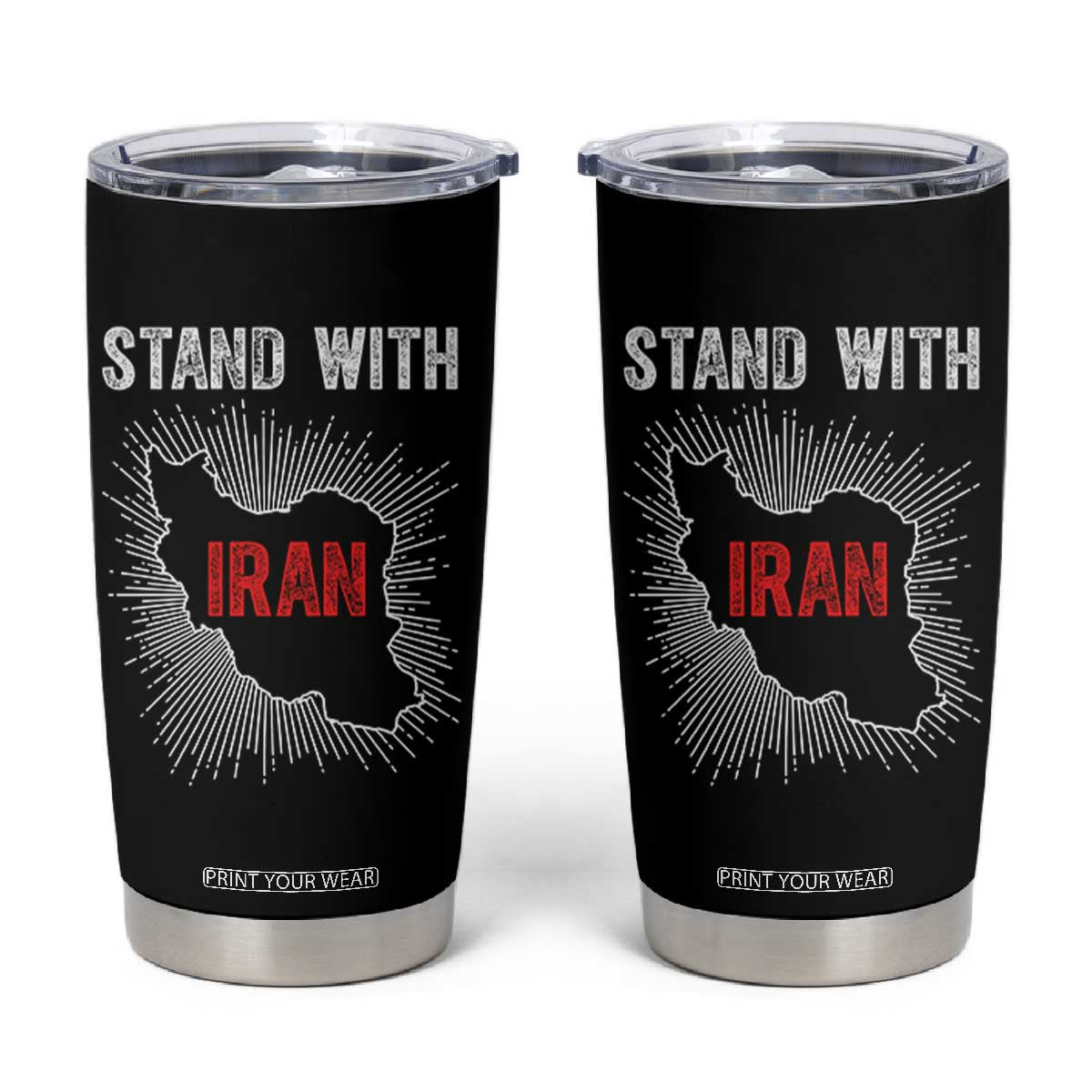 Free Iran Support Tumbler Cup Stand With Iran TS14 Black Print Your Wear