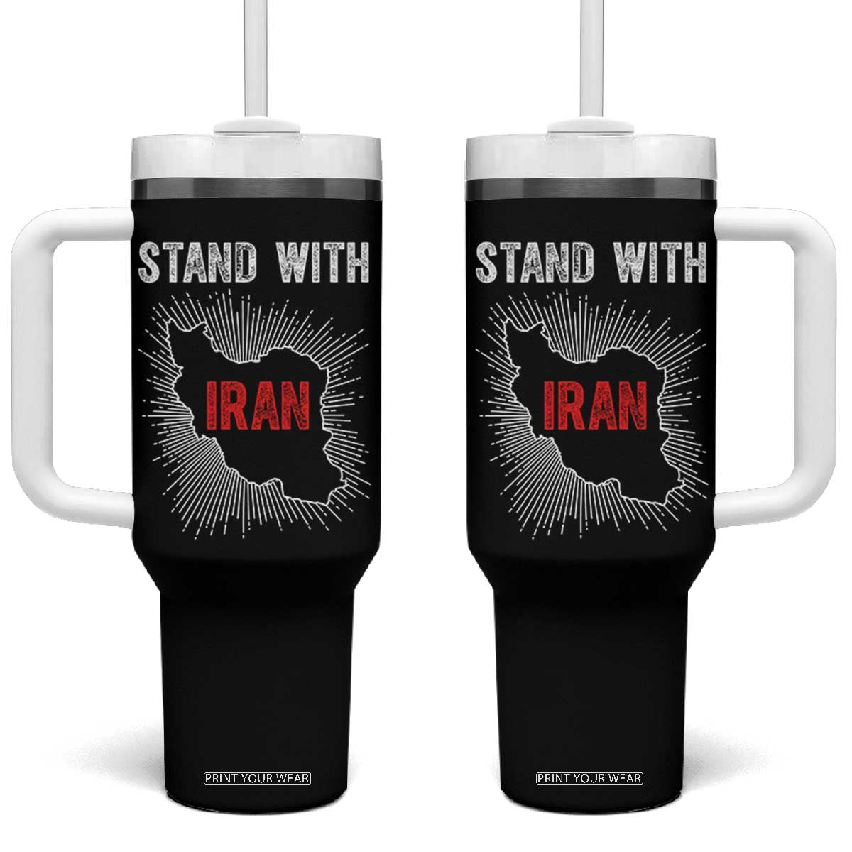 Free Iran Support Tumbler With Handle Stand With Iran TS14 One Size: 40 oz Black Print Your Wear