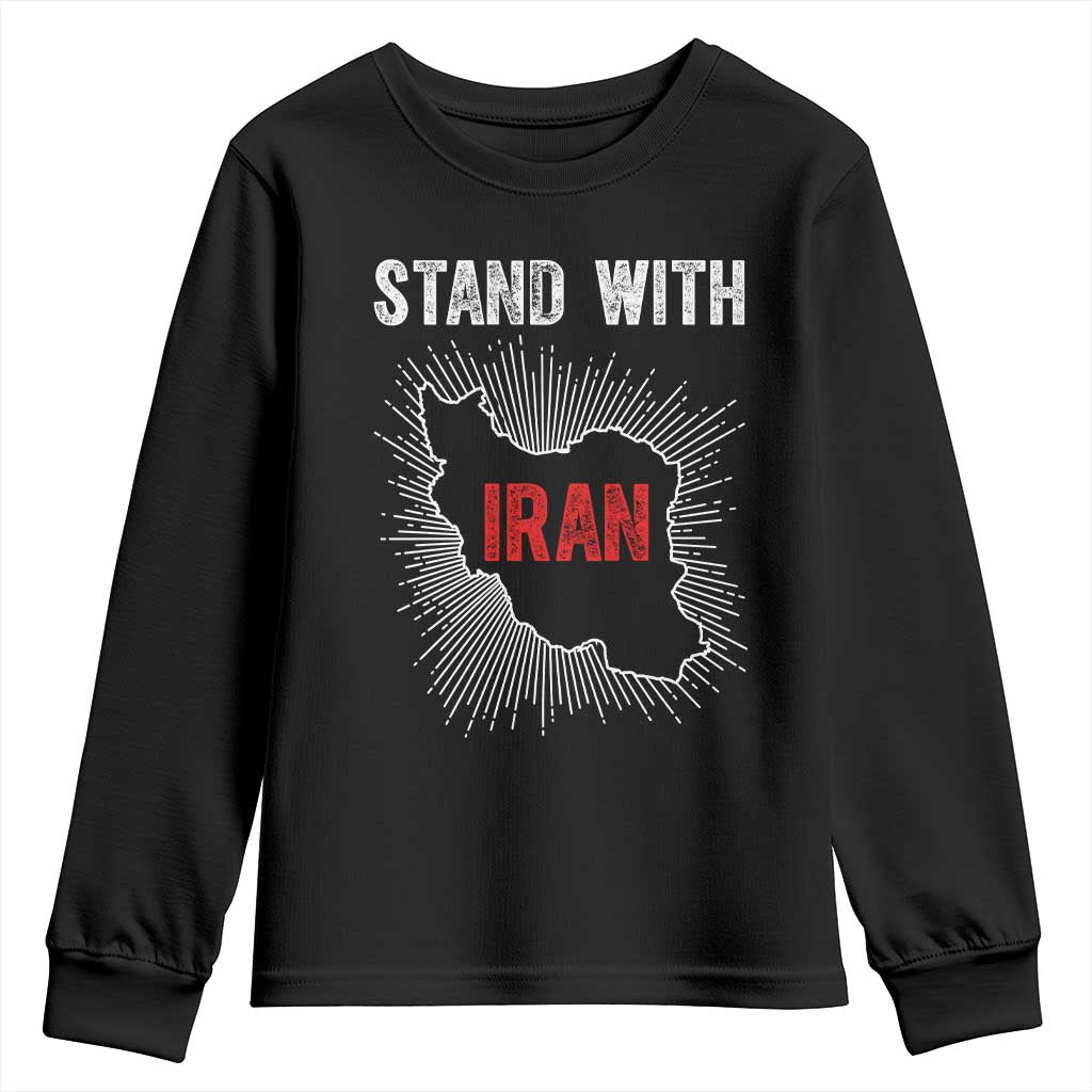 Free Iran Support Youth Sweatshirt Stand With Iran TS14 Black Print Your Wear