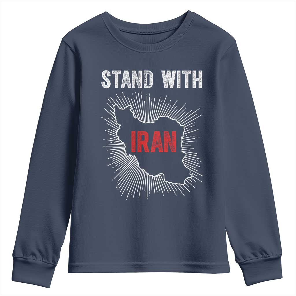 Free Iran Support Youth Sweatshirt Stand With Iran TS14 Navy Print Your Wear