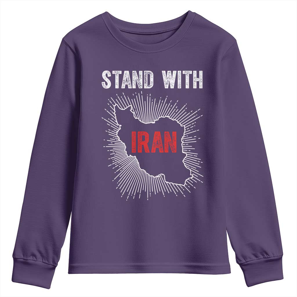 Free Iran Support Youth Sweatshirt Stand With Iran TS14 Purple Print Your Wear