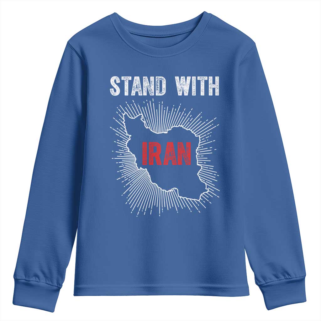 Free Iran Support Youth Sweatshirt Stand With Iran TS14 Royal Blue Print Your Wear