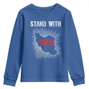 Free Iran Support Youth Sweatshirt Stand With Iran TS14 Royal Blue Print Your Wear
