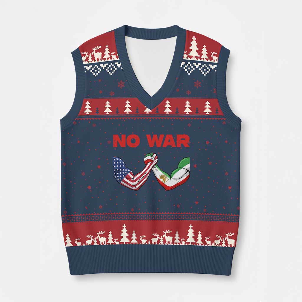 Free Iran V-Neck Knit Sweater Vest No War Support Iranian Freedom TS14 Navy Red Print Your Wear