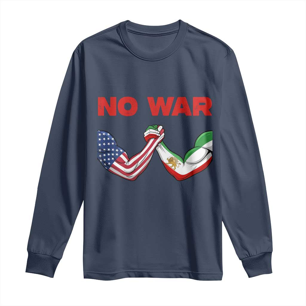 Free Iran Long Sleeve Shirt No War Support Iranian Freedom TS14 Navy Print Your Wear