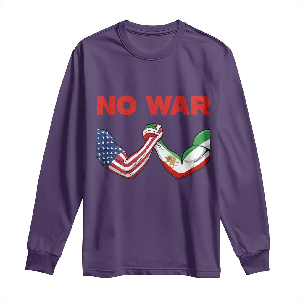Free Iran Long Sleeve Shirt No War Support Iranian Freedom TS14 Purple Print Your Wear