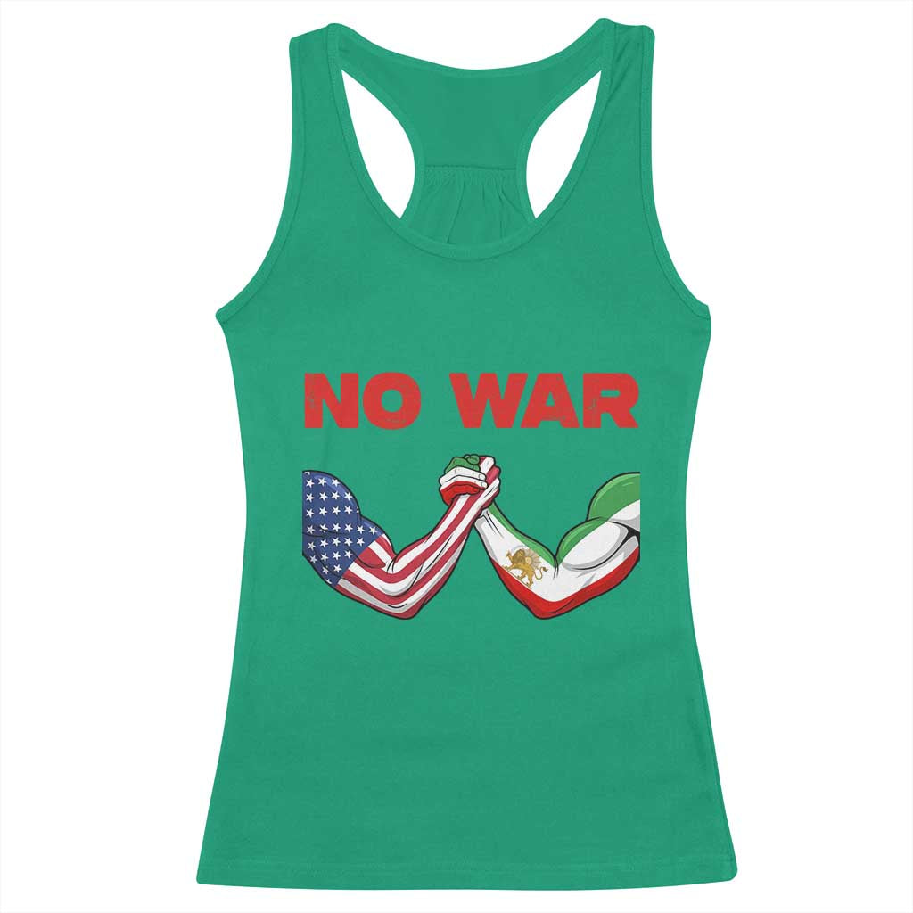 Free Iran Racerback Tank Top No War Support Iranian Freedom TS14 Irish Green Print Your Wear