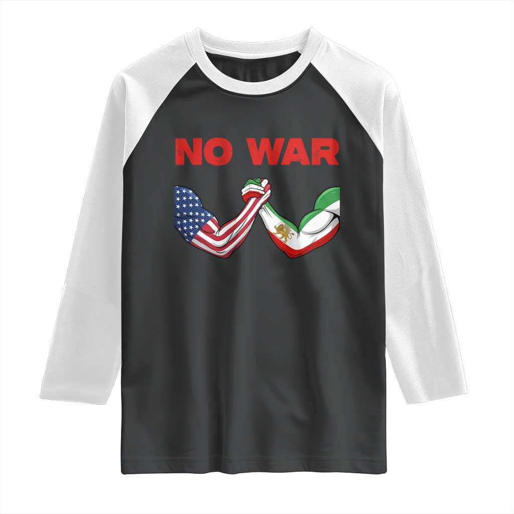 Free Iran Raglan Shirt No War Support Iranian Freedom TS14 Black White Print Your Wear