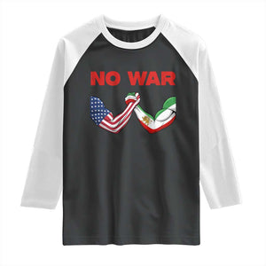 Free Iran Raglan Shirt No War Support Iranian Freedom TS14 Black White Print Your Wear