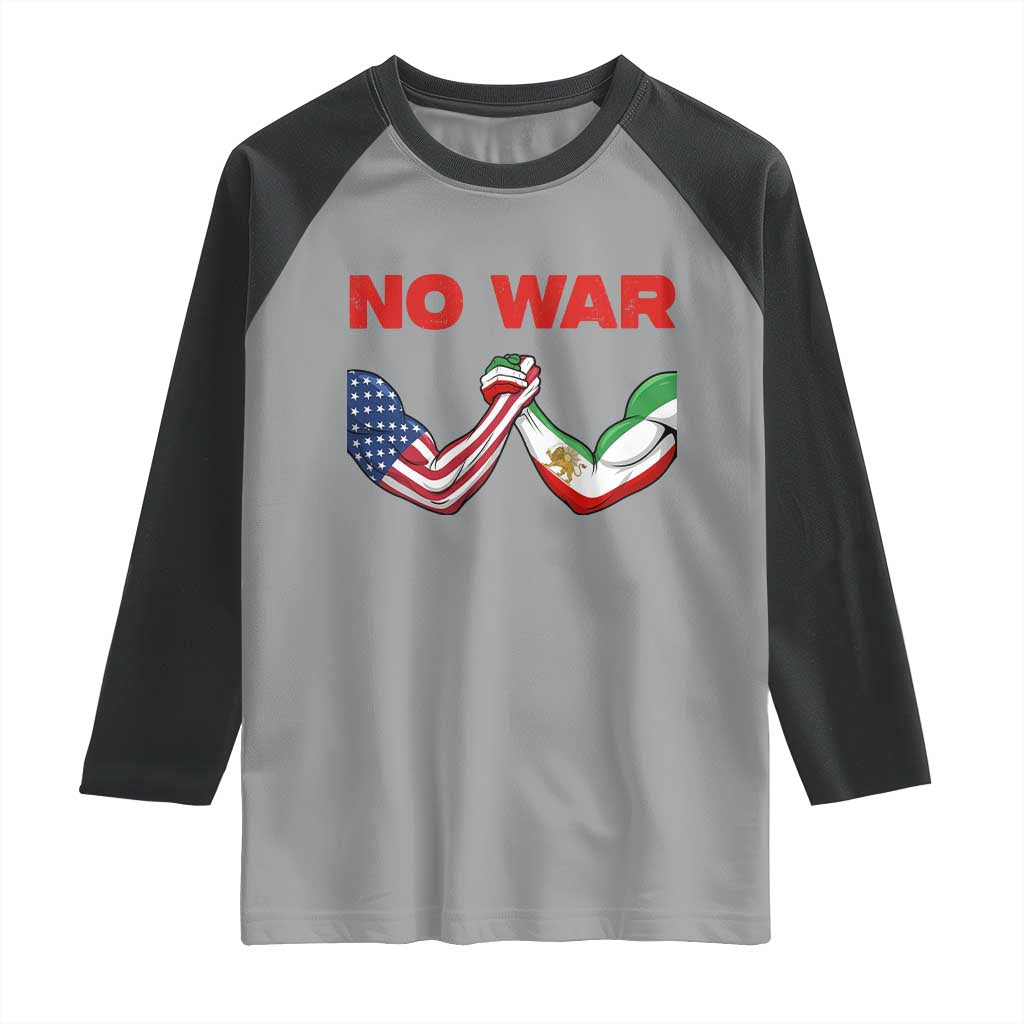 Free Iran Raglan Shirt No War Support Iranian Freedom TS14 Sport Gray Black Print Your Wear