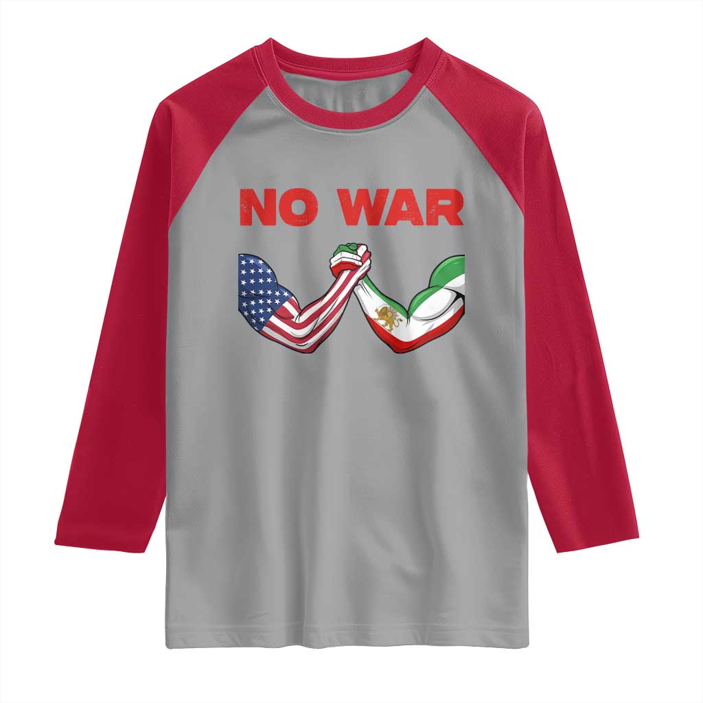 Free Iran Raglan Shirt No War Support Iranian Freedom TS14 Sport Gray Red Print Your Wear