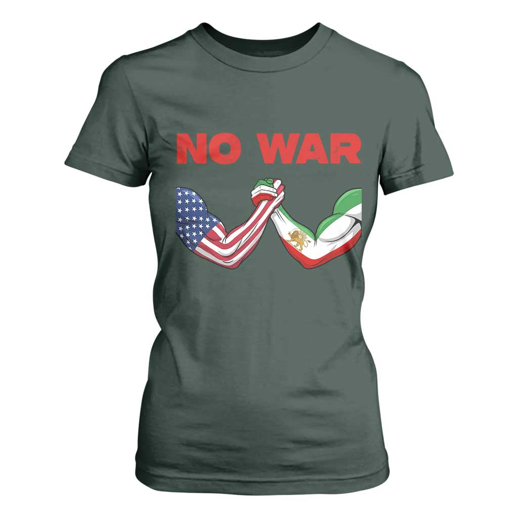 Free Iran T Shirt For Women No War Support Iranian Freedom TS14 Dark Forest Green Print Your Wear