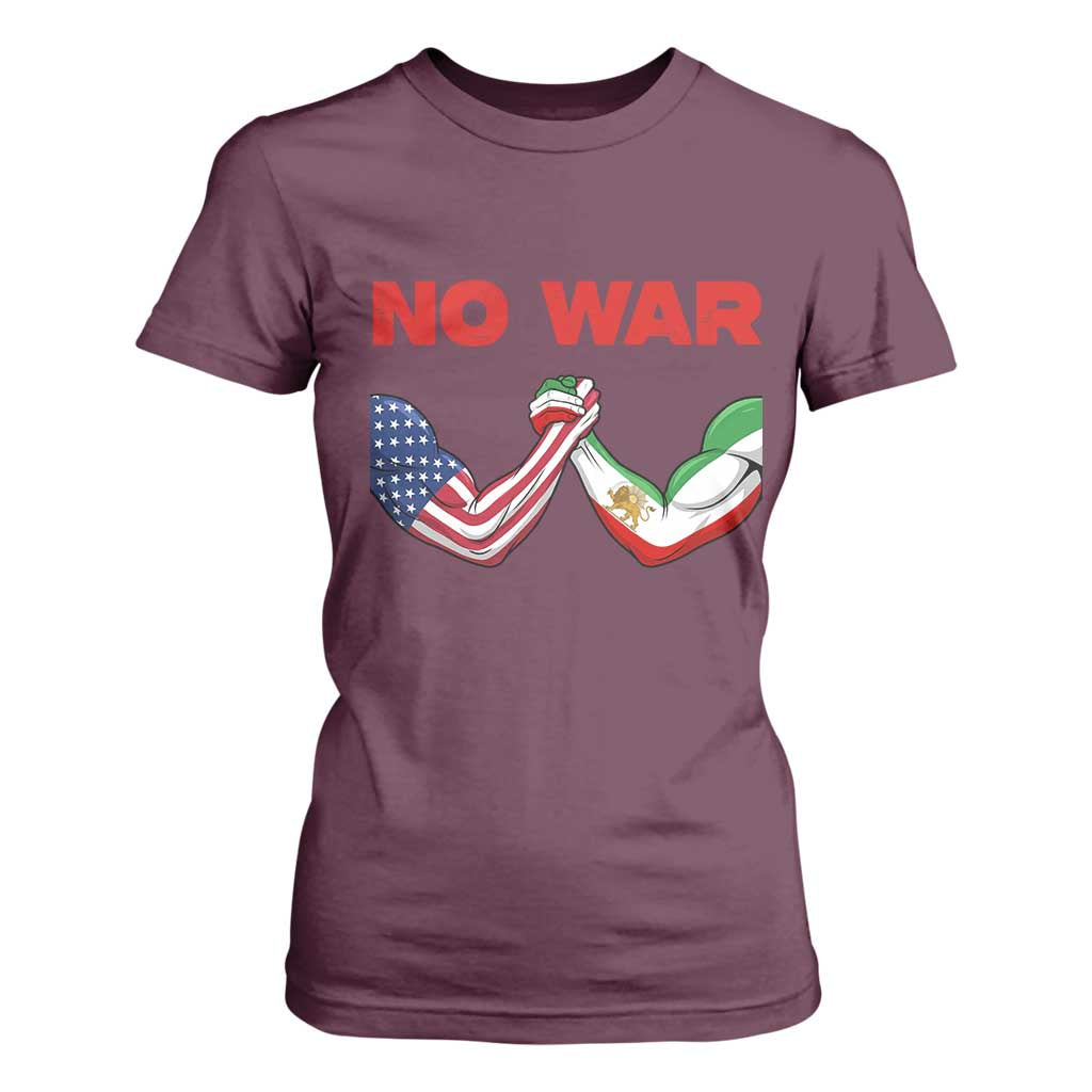 Free Iran T Shirt For Women No War Support Iranian Freedom TS14 Maroon Print Your Wear