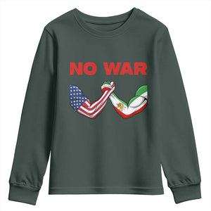 Free Iran Youth Sweatshirt No War Support Iranian Freedom TS14 Dark Forest Green Print Your Wear
