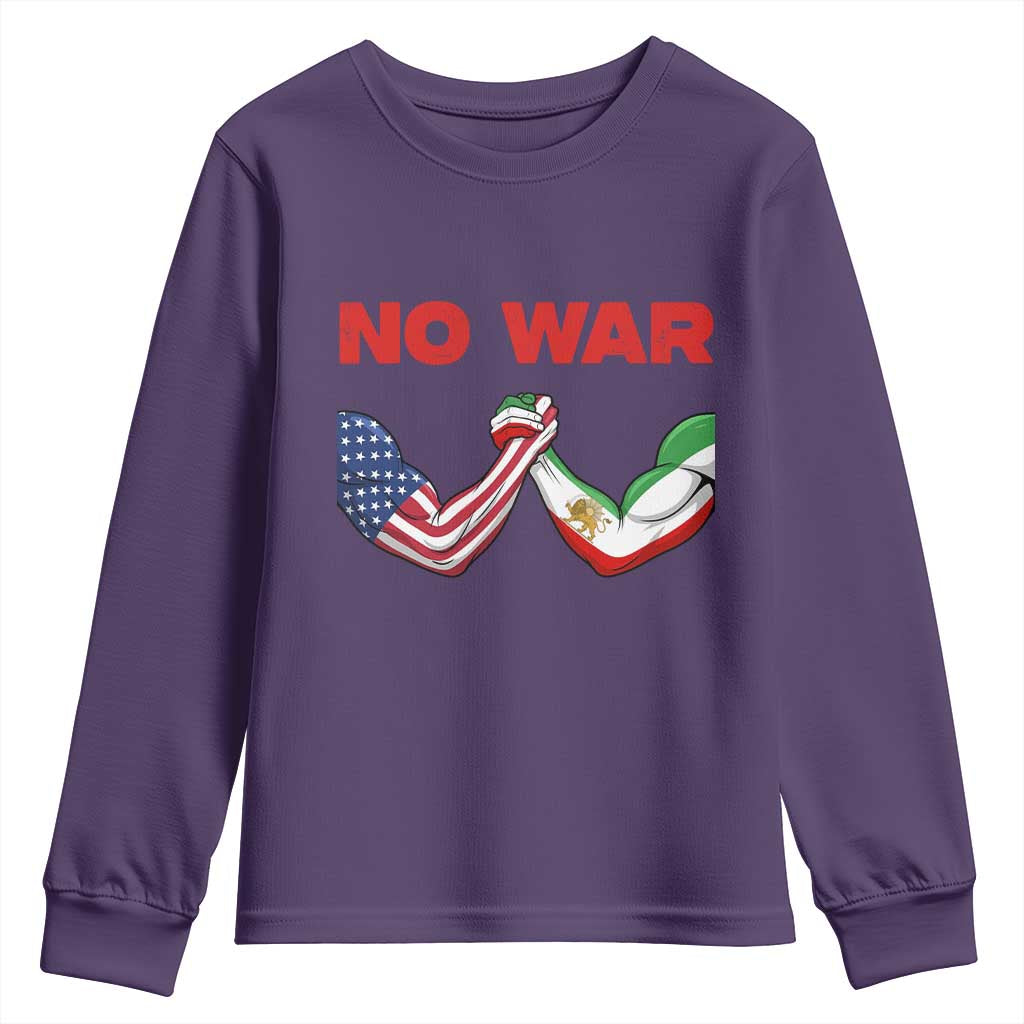 Free Iran Youth Sweatshirt No War Support Iranian Freedom TS14 Purple Print Your Wear