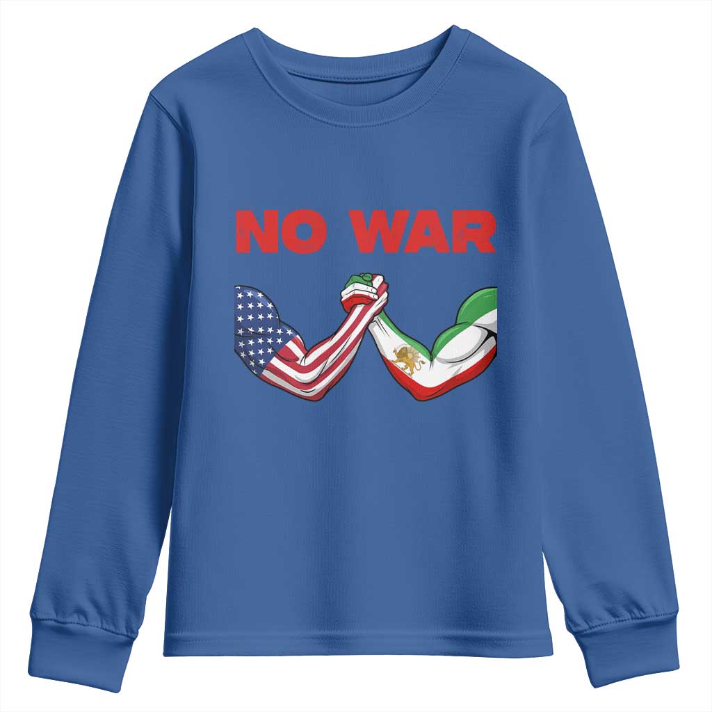 Free Iran Youth Sweatshirt No War Support Iranian Freedom TS14 Royal Blue Print Your Wear