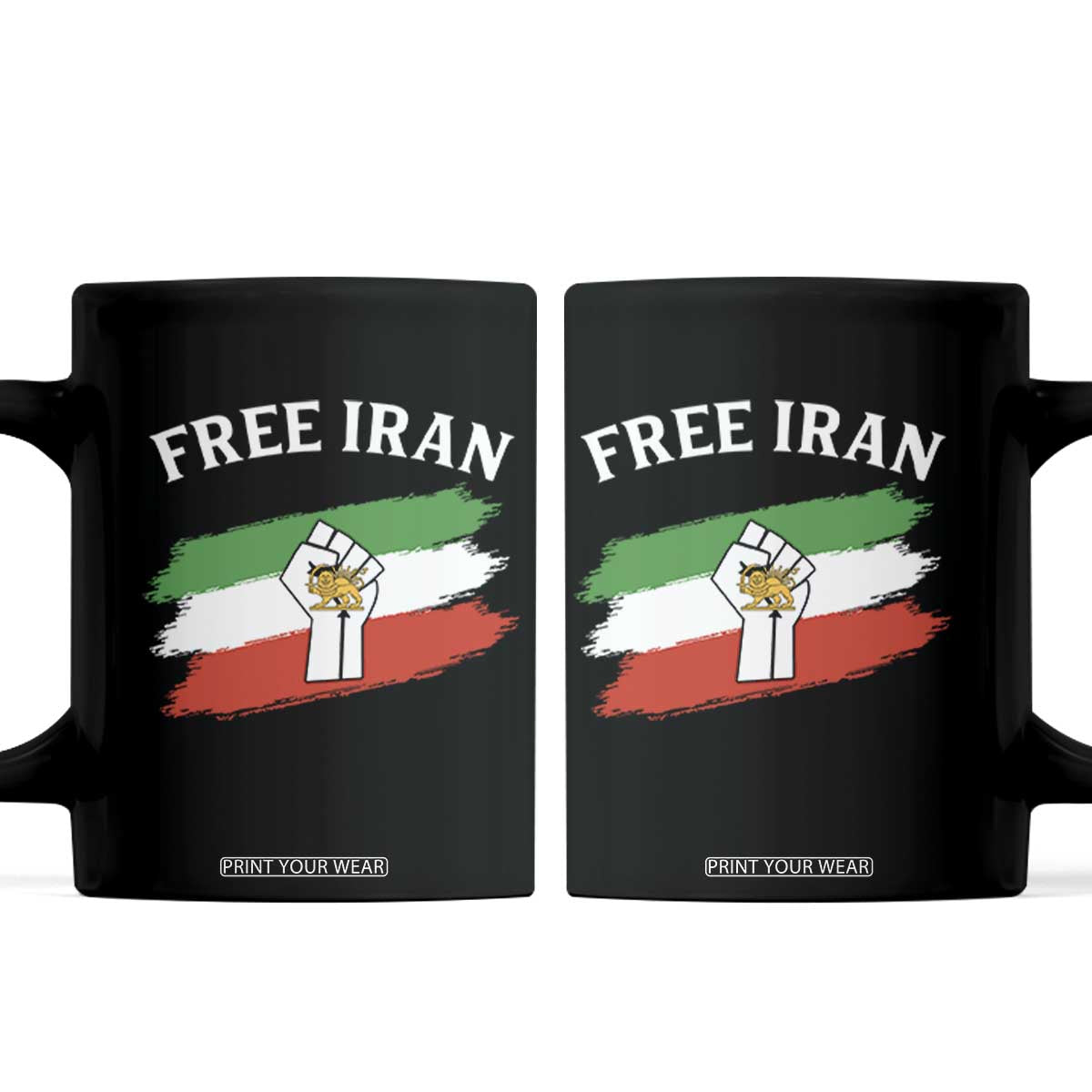 Free Iran Coffee Mug Support Iranian Freedom No War TS14 Black Print Your Wear