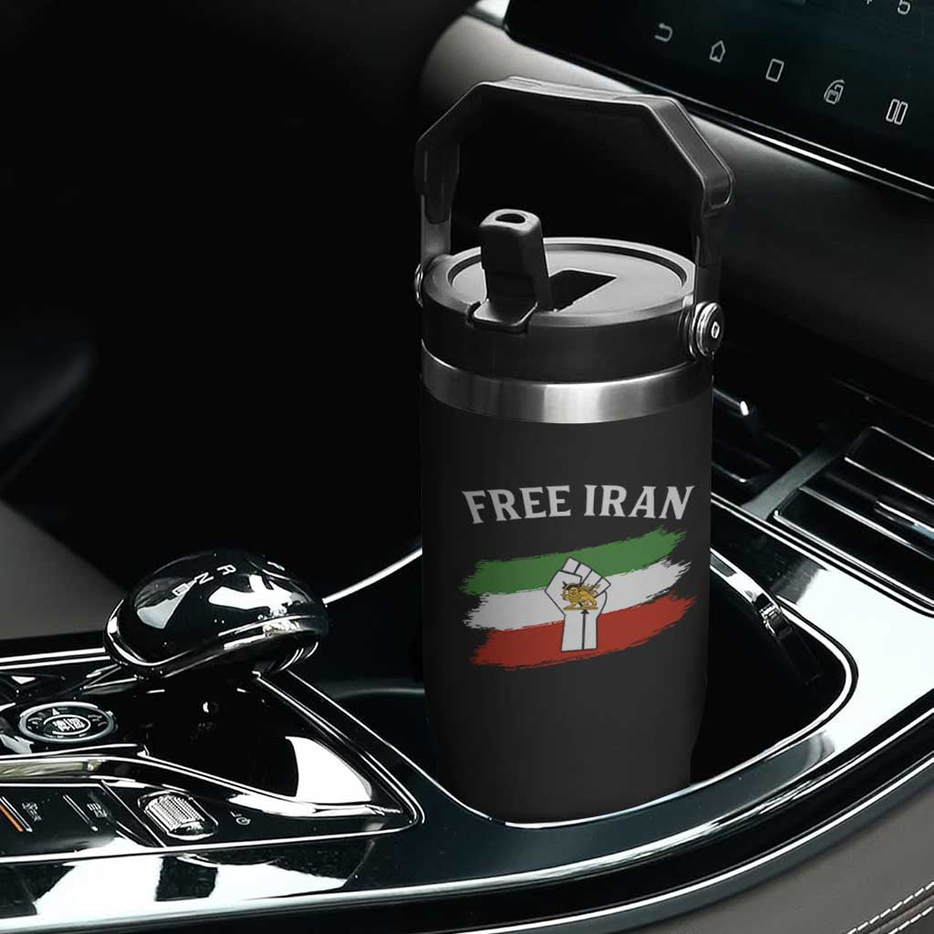 Free Iran Flip Straw Tumbler Support Iranian Freedom No War TS14 Print Your Wear