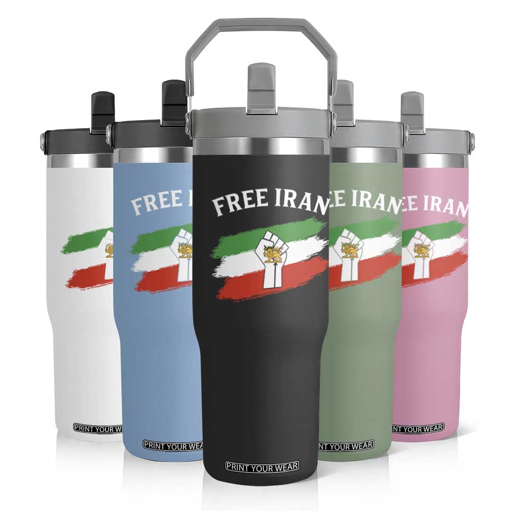 Free Iran Flip Straw Tumbler Support Iranian Freedom No War TS14 Print Your Wear