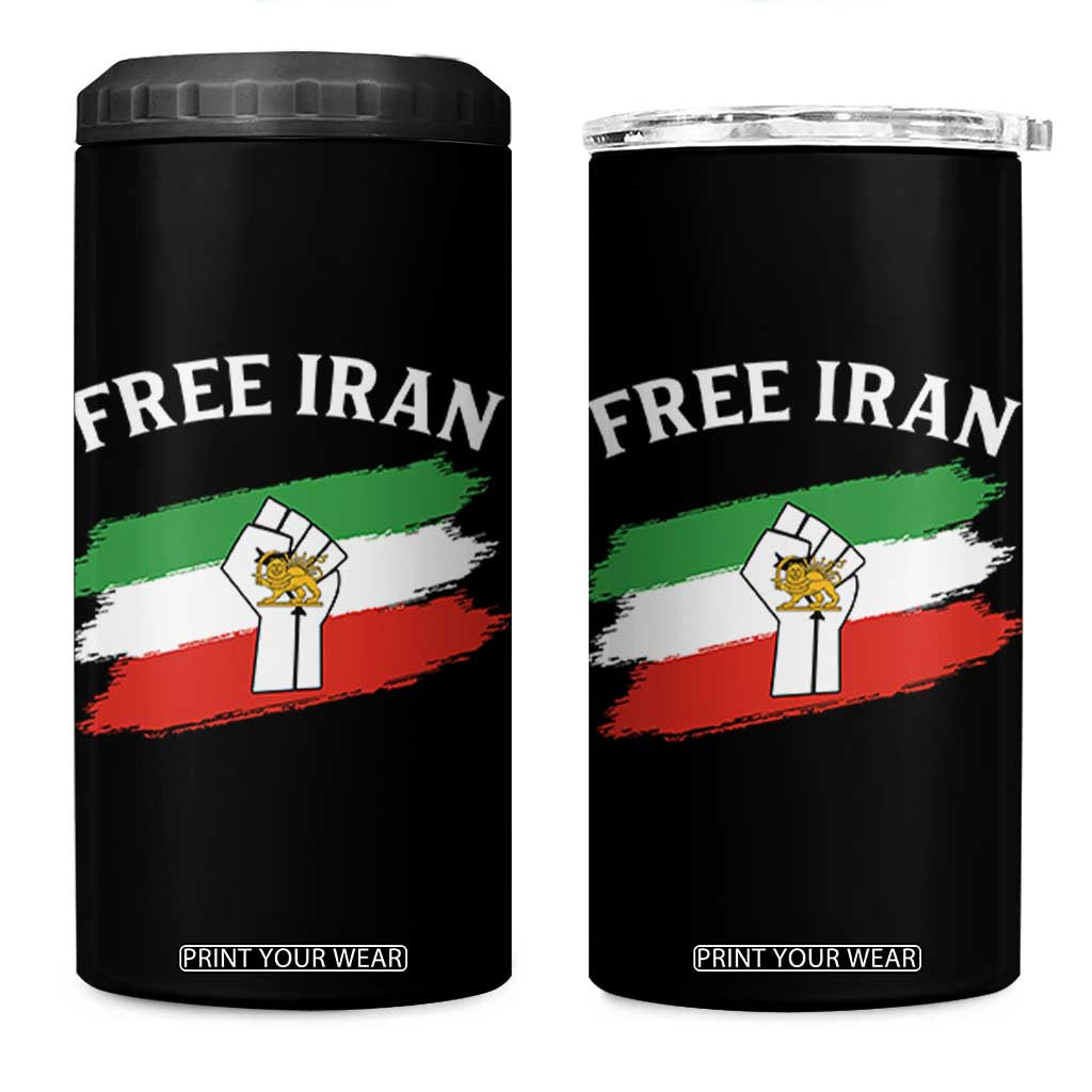 Free Iran 4 in 1 Can Cooler Tumbler Support Iranian Freedom No War TS14 One Size: 16 oz Black Print Your Wear