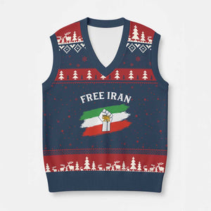 Free Iran V-Neck Knit Sweater Vest Support Iranian Freedom No War TS14 Navy Red Print Your Wear