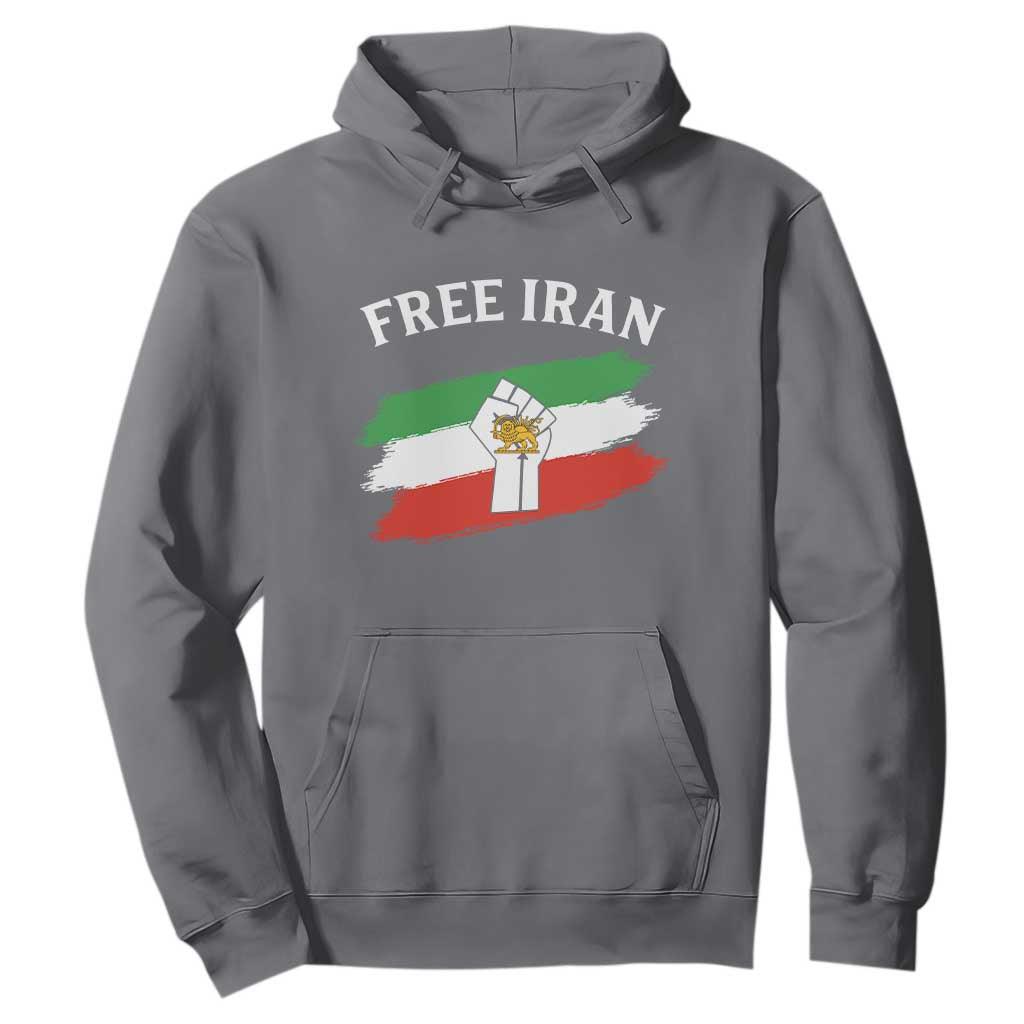 Free Iran Hoodie Support Iranian Freedom No War TS14 Charcoal Print Your Wear