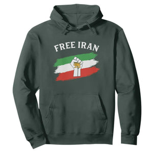 Free Iran Hoodie Support Iranian Freedom No War TS14 Dark Forest Green Print Your Wear