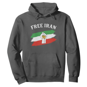 Free Iran Hoodie Support Iranian Freedom No War TS14 Dark Heather Print Your Wear