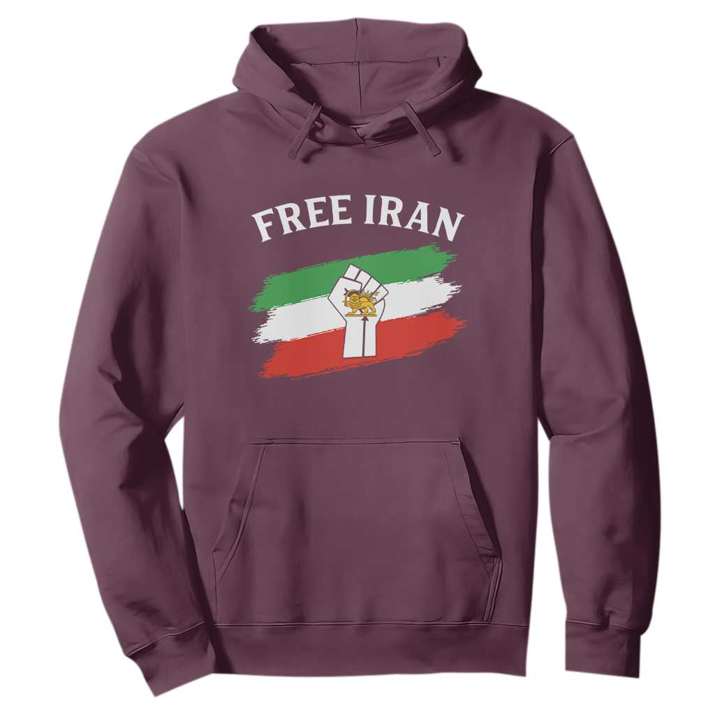 Free Iran Hoodie Support Iranian Freedom No War TS14 Maroon Print Your Wear
