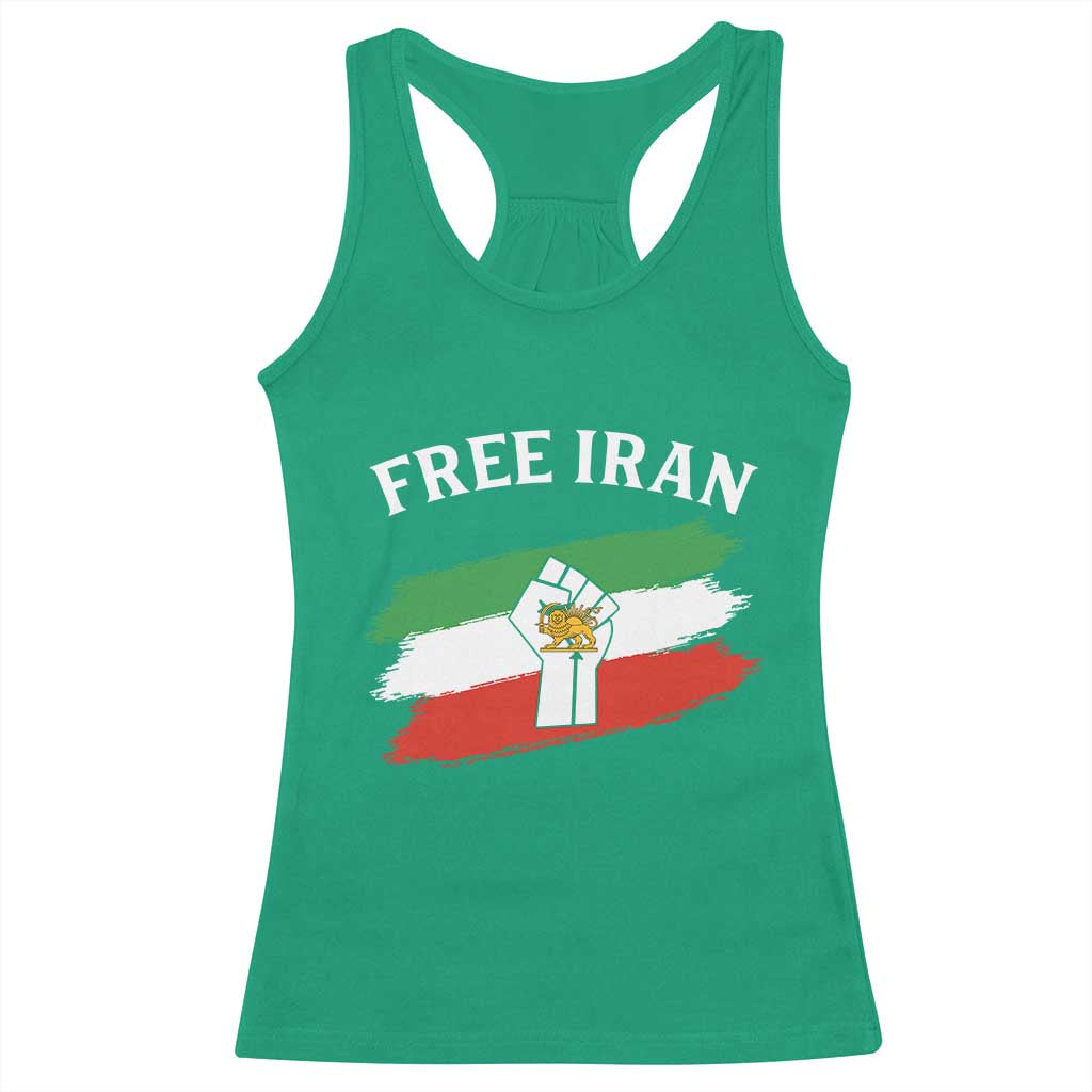 Free Iran Racerback Tank Top Support Iranian Freedom No War TS14 Irish Green Print Your Wear