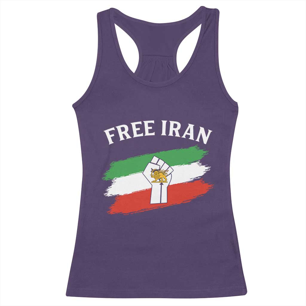 Free Iran Racerback Tank Top Support Iranian Freedom No War TS14 Purple Print Your Wear