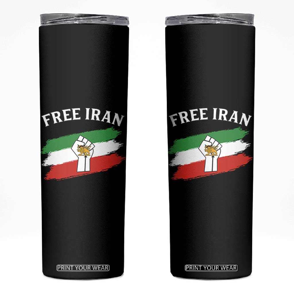 Free Iran Skinny Tumbler Support Iranian Freedom No War TS14 Black Print Your Wear