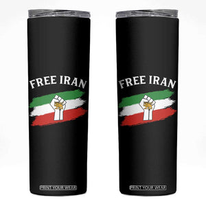 Free Iran Skinny Tumbler Support Iranian Freedom No War TS14 Black Print Your Wear