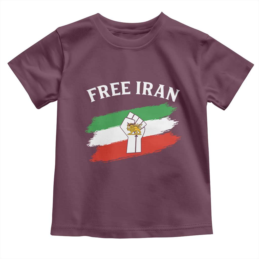 Free Iran Toddler T Shirt Support Iranian Freedom No War TS14 Maroon Print Your Wear