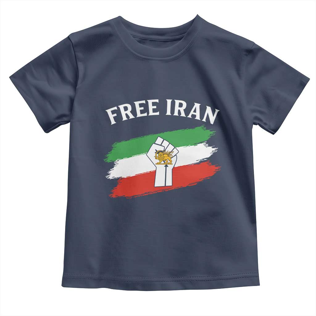 Free Iran Toddler T Shirt Support Iranian Freedom No War TS14 Navy Print Your Wear