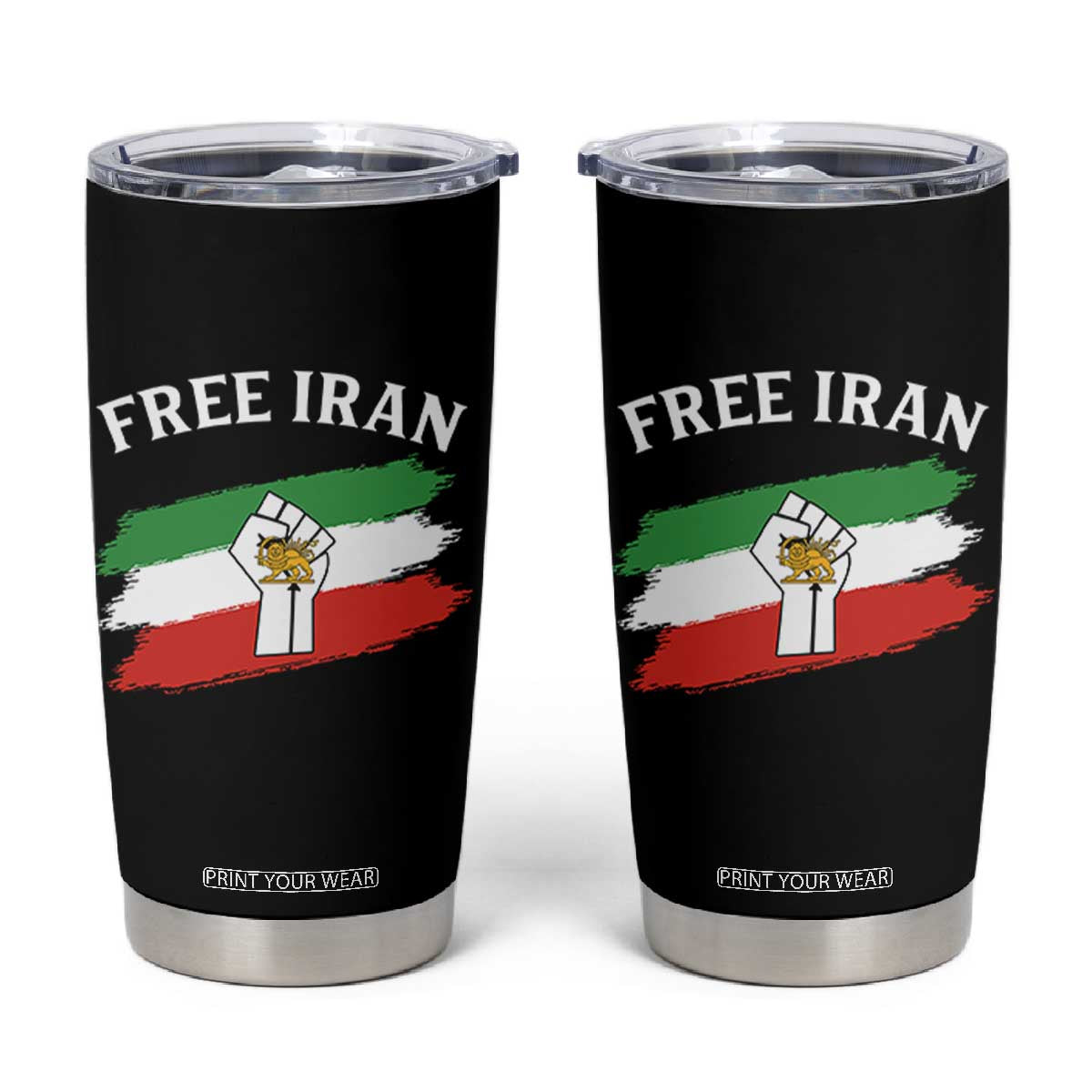 Free Iran Tumbler Cup Support Iranian Freedom No War TS14 Black Print Your Wear