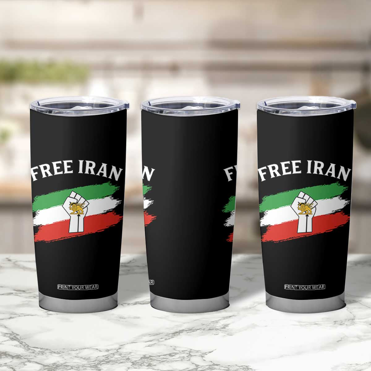 Free Iran Tumbler Cup Support Iranian Freedom No War TS14 Print Your Wear