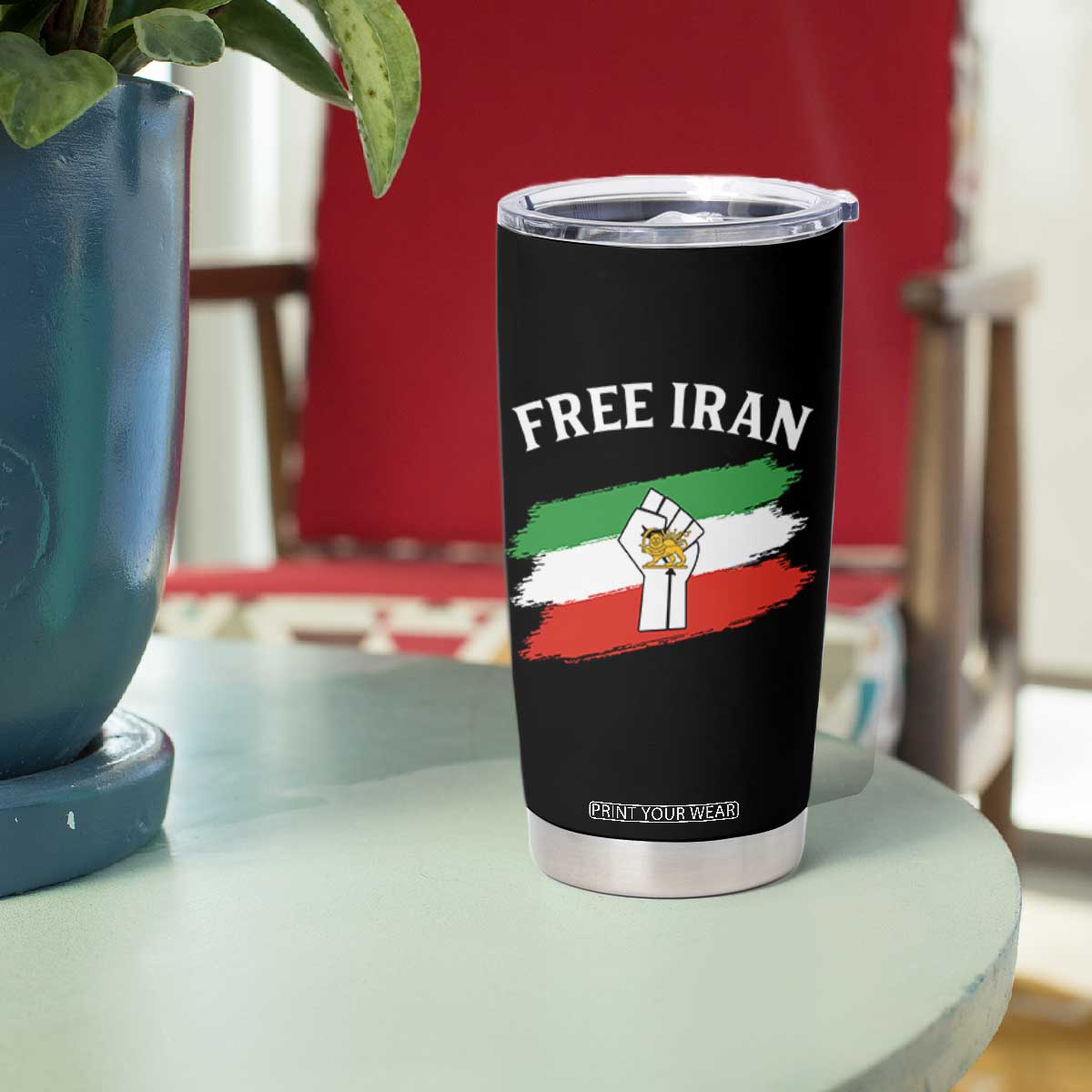 Free Iran Tumbler Cup Support Iranian Freedom No War TS14 Print Your Wear