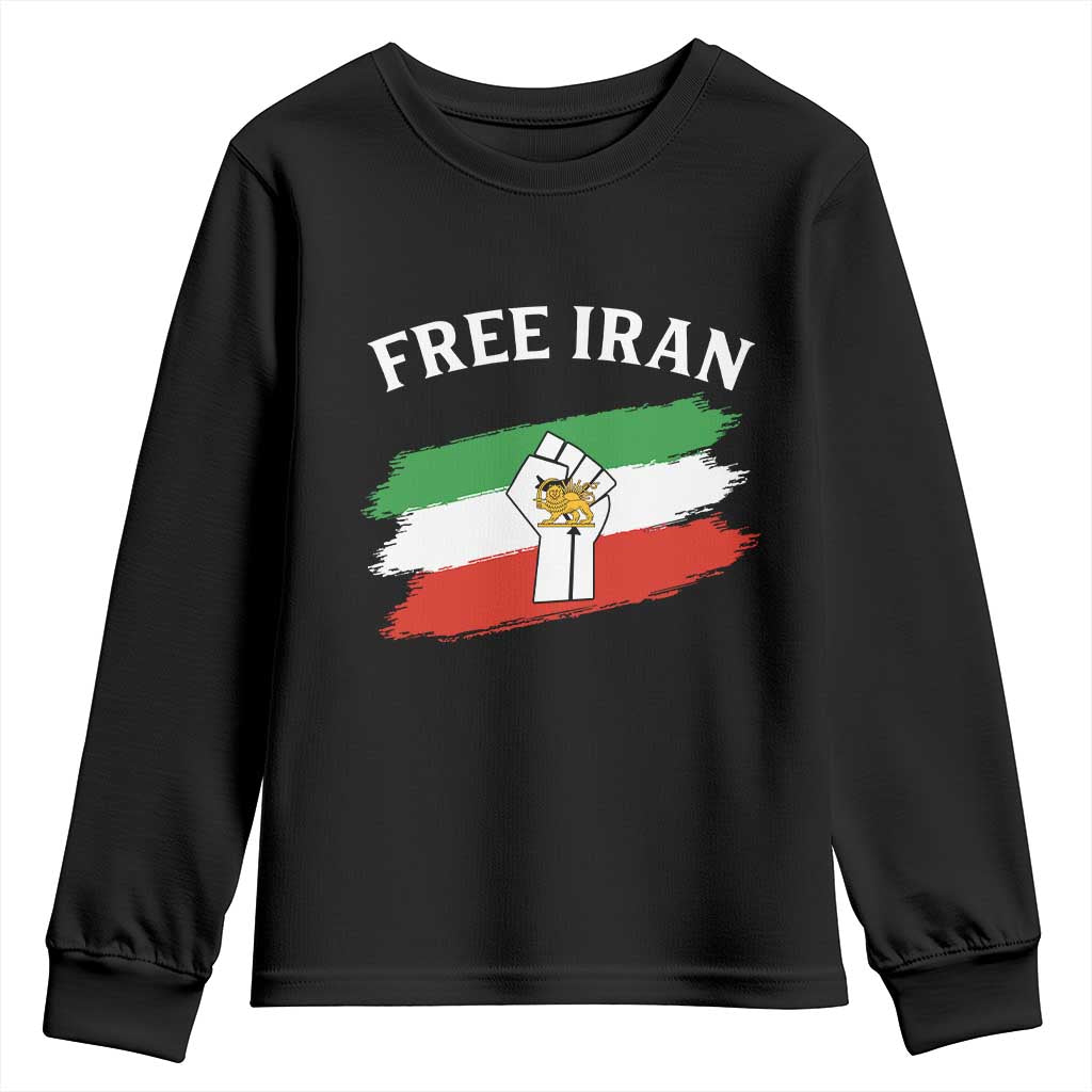Free Iran Youth Sweatshirt Support Iranian Freedom No War TS14 Black Print Your Wear