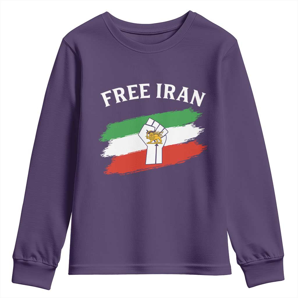 Free Iran Youth Sweatshirt Support Iranian Freedom No War TS14 Purple Print Your Wear