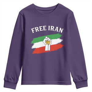 Free Iran Youth Sweatshirt Support Iranian Freedom No War TS14 Purple Print Your Wear