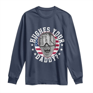Funny Hughes Your Daddy Ice Hockey Fan Long Sleeve Shirt Golden Goal Champions Celebration TS14 Navy Print Your Wear