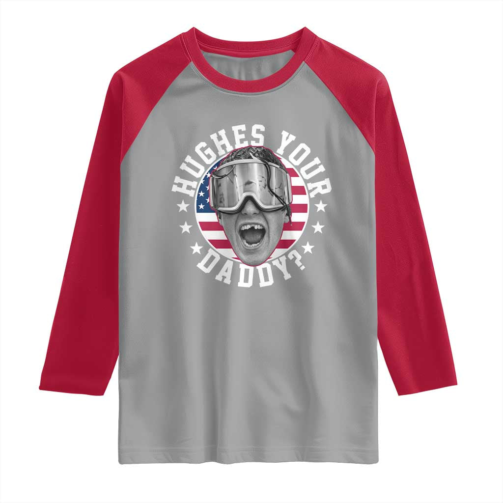 Funny Hughes Your Daddy Ice Hockey Fan Raglan Shirt Golden Goal Champions Celebration TS14 Sport Gray Red Print Your Wear